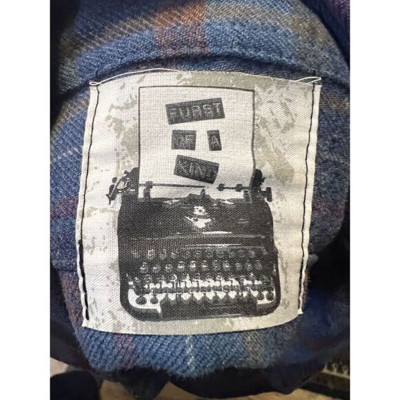 Furst of a Kind Womens Medium Button Up Flannel Shirt Back Cut Out Sequin Elbows - Picture 6 of 8